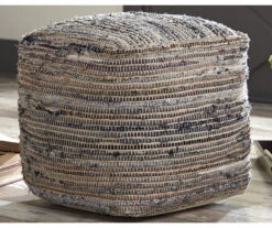 Absalom Natural Chenille Pouf -Furniture Haven Shop 810389289 3