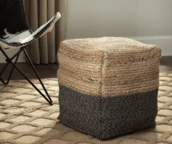 Sweed Valley Natural & Black Pouf 3 Sweed Valley Natural & Black Pouf -Furniture Haven Shop 810389293