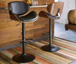 Bellatier Black & Brown Contoured Adjustable Height Barstool -Furniture Haven Shop 810409018 1