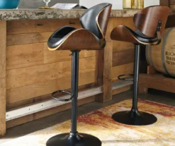 Bellatier Black & Brown Contoured Adjustable Height Barstool -Furniture Haven Shop 810409018 3