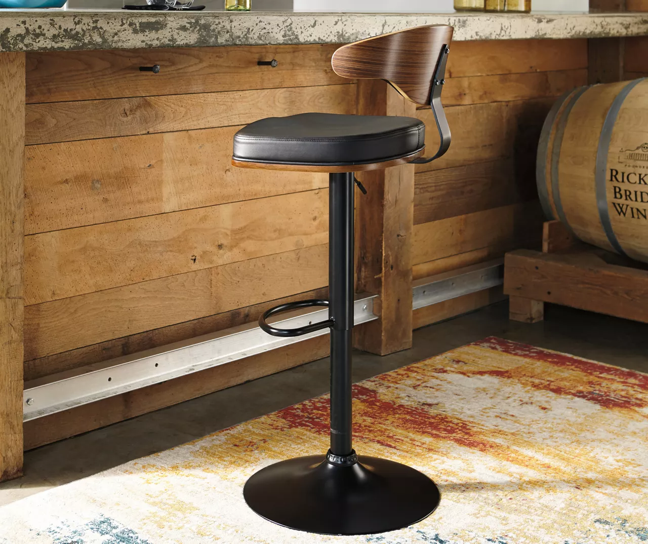 Bellatier Brown Low Back Adjustable Height Barstool 2 Bellatier Brown Low Back Adjustable Height Barstool - Image 2
