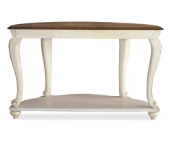 Realyn White & Brown Two-Tone Half-Circle Console Table 9 Realyn White & Brown Two-Tone Half-Circle Console Table -Furniture Haven Shop 810458287 4