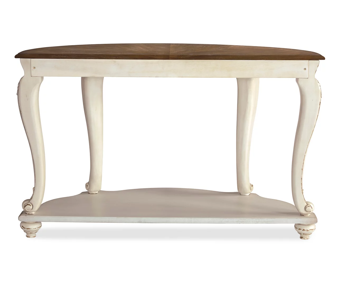 Realyn White & Brown Two-Tone Half-Circle Console Table 4 Realyn White & Brown Two-Tone Half-Circle Console Table - Image 4