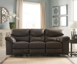 Boxberg Teak Faux Leather Reclining Sofa -Furniture Haven Shop 810519659 2