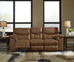 Boxberg Bark Faux Leather Reclining Sofa -Furniture Haven Shop 810519664 2
