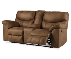 Boxberg Bark Faux Leather Reclining Console Loveseat -Furniture Haven Shop 810519667 1