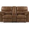 Boxberg Bark Faux Leather Reclining Console Loveseat