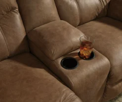 Boxberg Bark Faux Leather Reclining Console Loveseat -Furniture Haven Shop 810519667 3