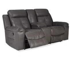 Jesolo Gray Reclining Console Loveseat -Furniture Haven Shop 810519670 1