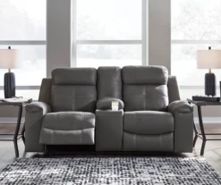 Jesolo Gray Reclining Console Loveseat -Furniture Haven Shop 810519670 2