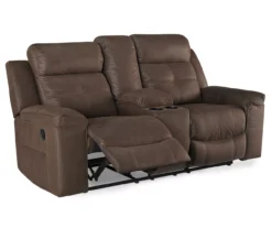 Jesolo Coffee Brown Reclining Console Loveseat -Furniture Haven Shop 810519673 1
