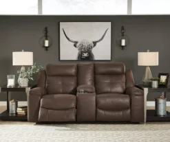 Jesolo Coffee Brown Reclining Console Loveseat -Furniture Haven Shop 810519673 2