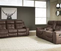 Jesolo Coffee Brown Reclining Console Loveseat -Furniture Haven Shop 810519726 810519673 1 1
