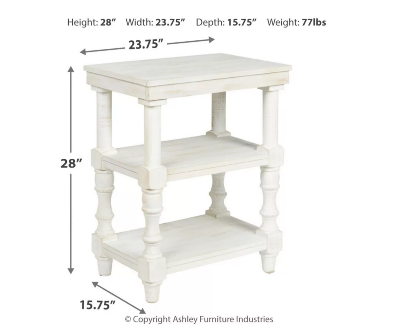 Dannerville Antique White 3-Tier Accent Table With USB Charging 4 Dannerville Antique White 3-Tier Accent Table With USB Charging - Image 4