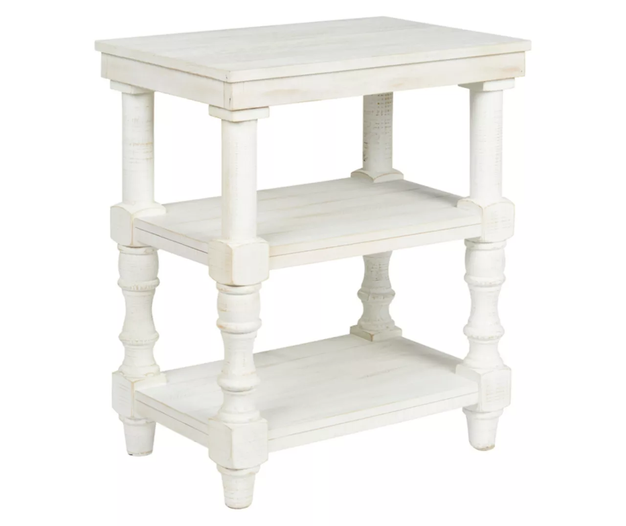 Dannerville Antique White 3-Tier Accent Table With USB Charging 1 Dannerville Antique White 3-Tier Accent Table With USB Charging
