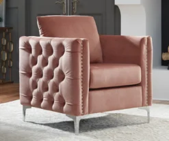 Lizmont Blush Tufted Velvet Accent Chair -Furniture Haven Shop 810542292 1