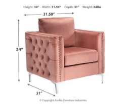 Lizmont Blush Tufted Velvet Accent Chair -Furniture Haven Shop 810542292 3