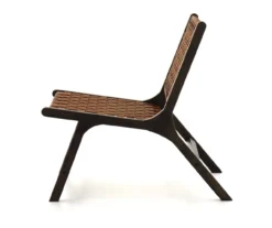 Fayme Camel Armless Leather Woven-Back Lounge Chair 10 Fayme Camel Armless Leather Woven-Back Lounge Chair -Furniture Haven Shop 810542301 4