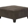 Navi Smoke Faux Leather Oversize Accent Ottoman