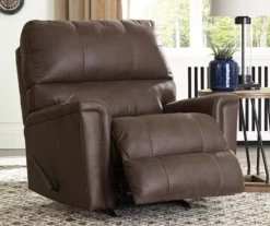 Navi Chestnut Faux Leather Rocker Recliner -Furniture Haven Shop 810587485 71