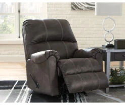 Kincord Midnight Faux Leather Rocker Recliner -Furniture Haven Shop 810594617 3