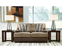 Alesbury Brown Faux Leather Loveseat -Furniture Haven Shop 810612253 5
