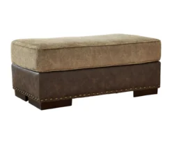Alesbury Brown Faux Leather Ottoman -Furniture Haven Shop 810612254 1