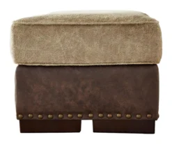 Alesbury Brown Faux Leather Ottoman -Furniture Haven Shop 810612254 3