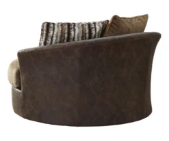 Alesbury Brown Faux Leather Oversize Swivel Accent Chair -Furniture Haven Shop 810612255 2