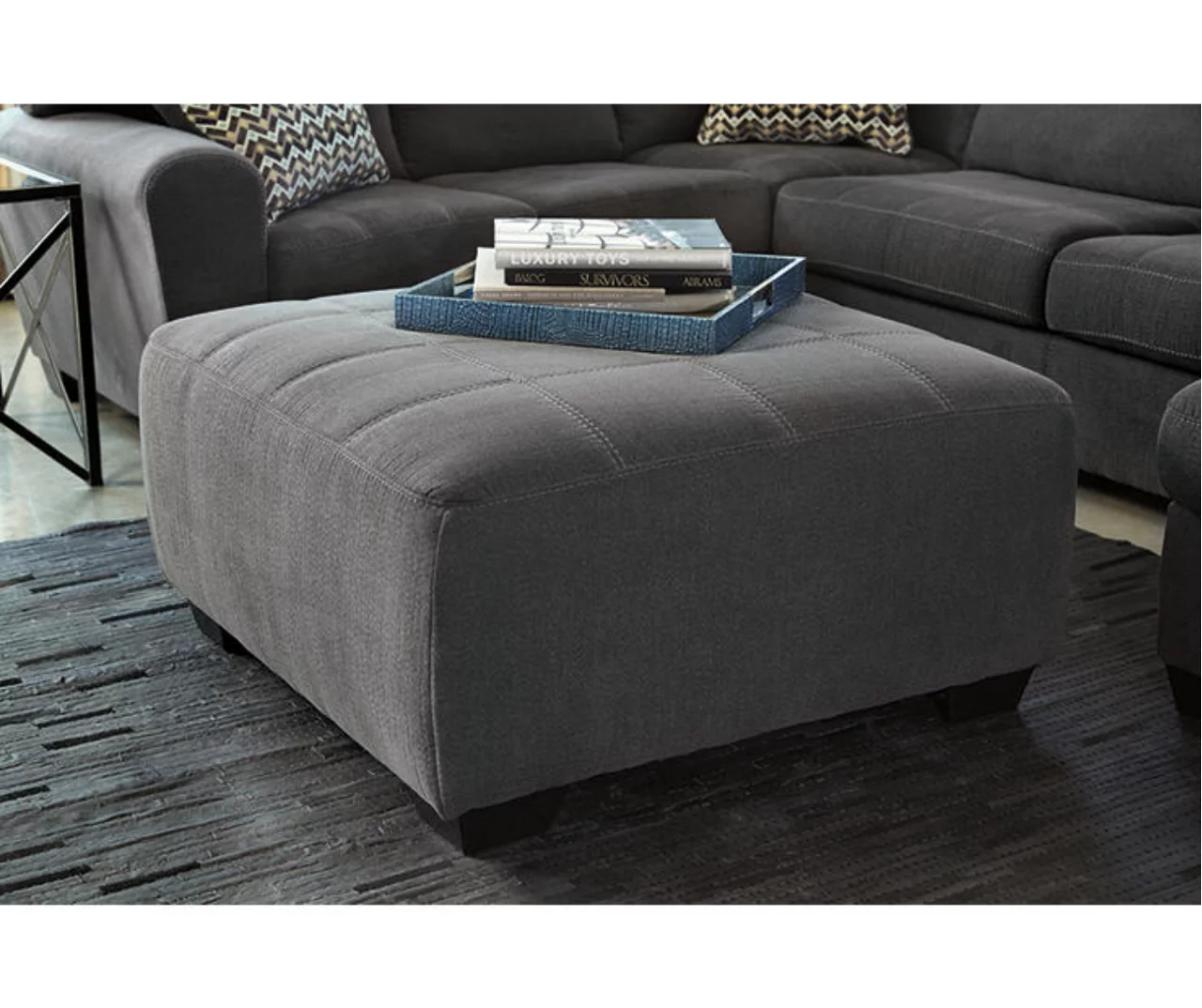 Ambee Gray Oversize Accent Ottoman 2 Ambee Gray Oversize Accent Ottoman - Image 2