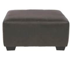 Aberton Gray Faux Leather Oversize Accent Ottoman -Furniture Haven Shop 810612302 2