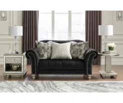 Harriotte Black Loveseat -Furniture Haven Shop 810612312 1
