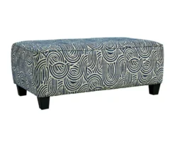 Trendle Blue & Tan Oversize Accent Ottoman