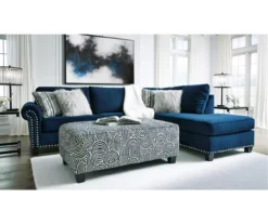 Trendle Blue & Tan Oversize Accent Ottoman 7 Trendle Blue & Tan Oversize Accent Ottoman -Furniture Haven Shop 810612384 4
