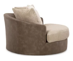 Keskin Brown Faux Leather Oversize Swivel Accent Chair 7 Keskin Brown Faux Leather Oversize Swivel Accent Chair -Furniture Haven Shop 810612413 3