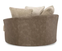 Keskin Brown Faux Leather Oversize Swivel Accent Chair 8 Keskin Brown Faux Leather Oversize Swivel Accent Chair -Furniture Haven Shop 810612413 4