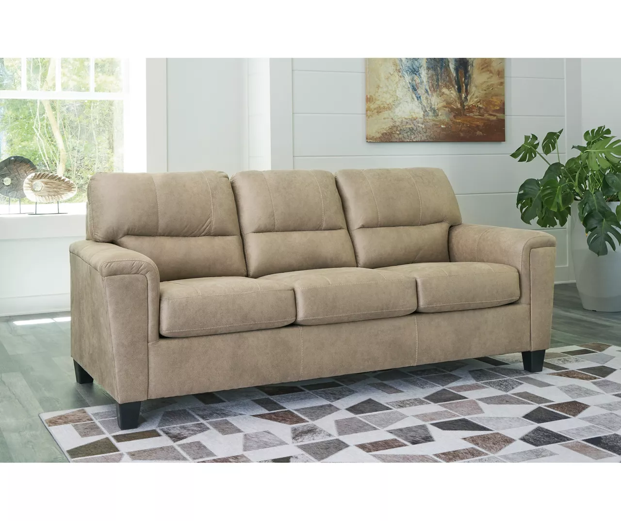 Tishen Pebble Sand Faux Leather Sofa 2 Tishen Pebble Sand Faux Leather Sofa - Image 2