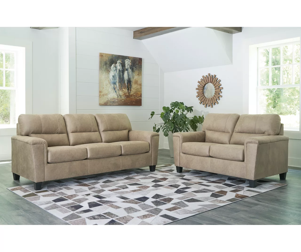 Tishen Pebble Sand Faux Leather Sofa 3 Tishen Pebble Sand Faux Leather Sofa - Image 3