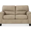 Tishen Pebble Sand Faux Leather Loveseat