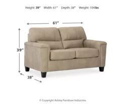 Tishen Pebble Sand Faux Leather Loveseat -Furniture Haven Shop 810669862 A0 3