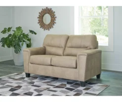 Tishen Pebble Sand Faux Leather Loveseat -Furniture Haven Shop 810669862 A1 2